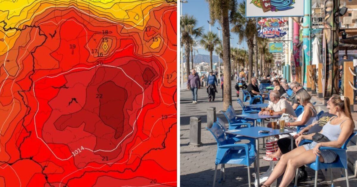 Weather maps turn volcanic red as Spain hit by 35C heatwave as Brits head there on holiday