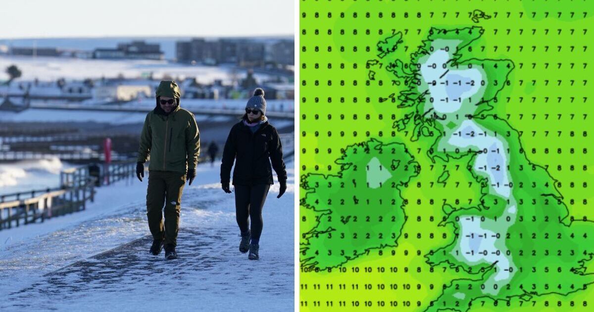 UK weather maps turn icy blue as &#039;heatwave&#039; ends with -1C Arctic freeze across Britain
