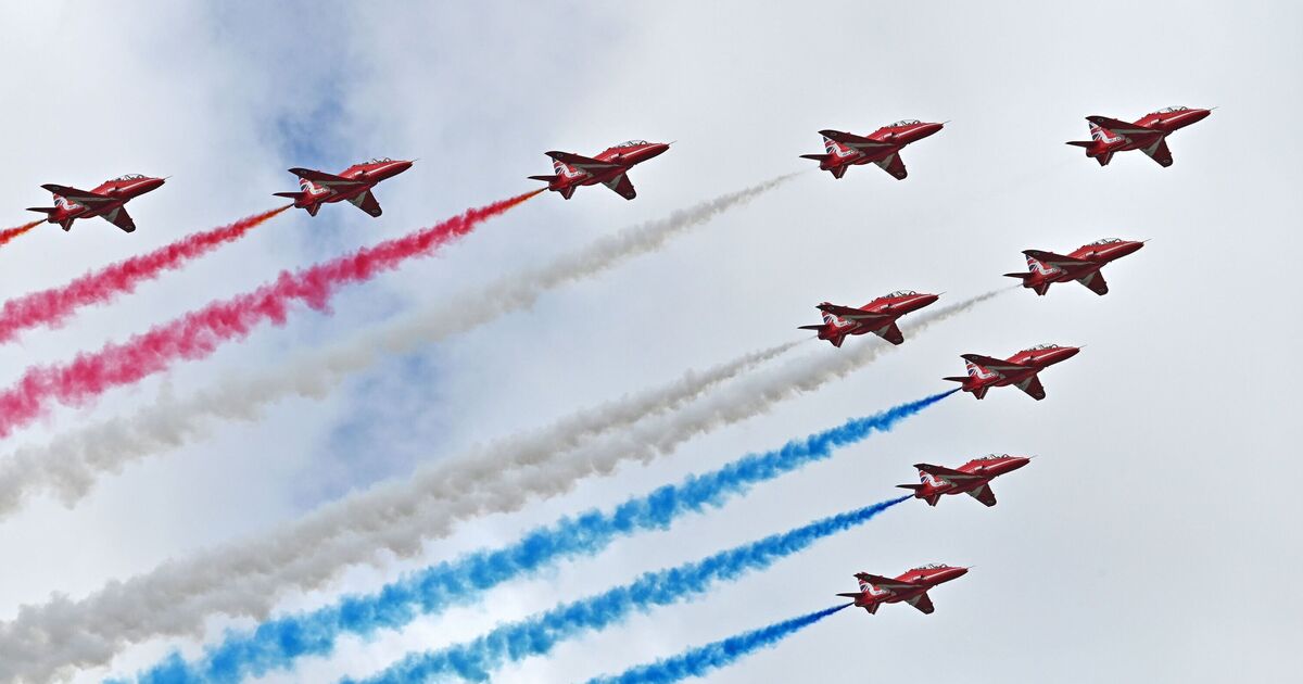 Red Arrows flypast timings as map shows when and where planes will be seen over UK