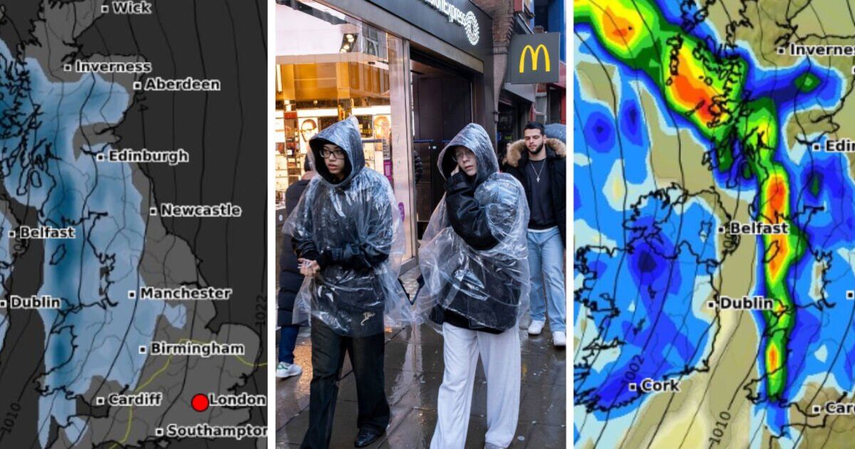 Storm forecast as 640-mile rain bomb blasts into UK - new weather maps