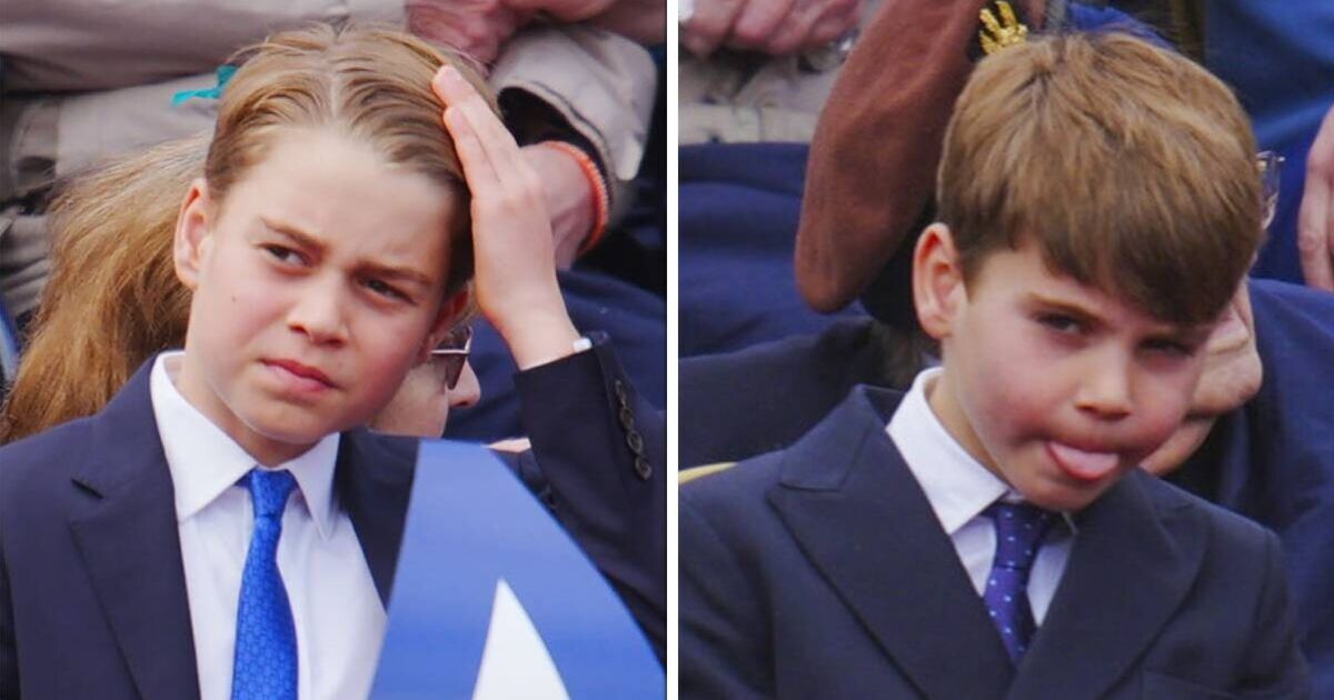 Prince George left speechless as cheeky Prince Louis mocks him during VE Day celebrations